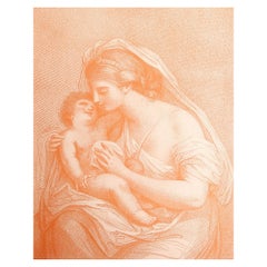 Original Antique Print of A Mother And Child After Cipriani, C.1900