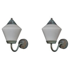 ASEA, Wall Lights, Copper, Glass, Sweden, 1940s