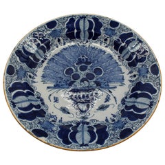 Antique Circa 1780 Yellow Rimmed Delft Charger