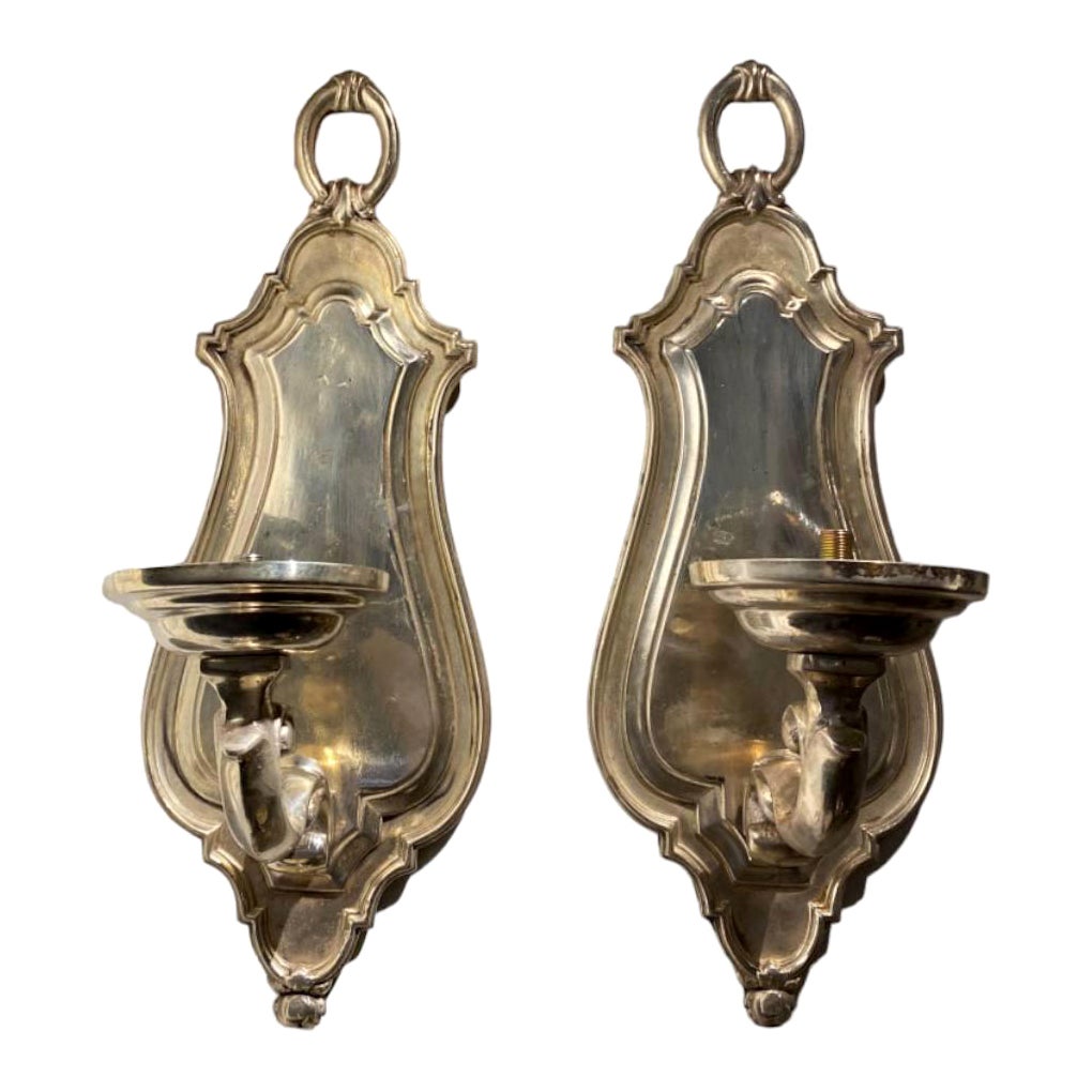 1900's Caldwell Silver Plated One light Sconces  For Sale