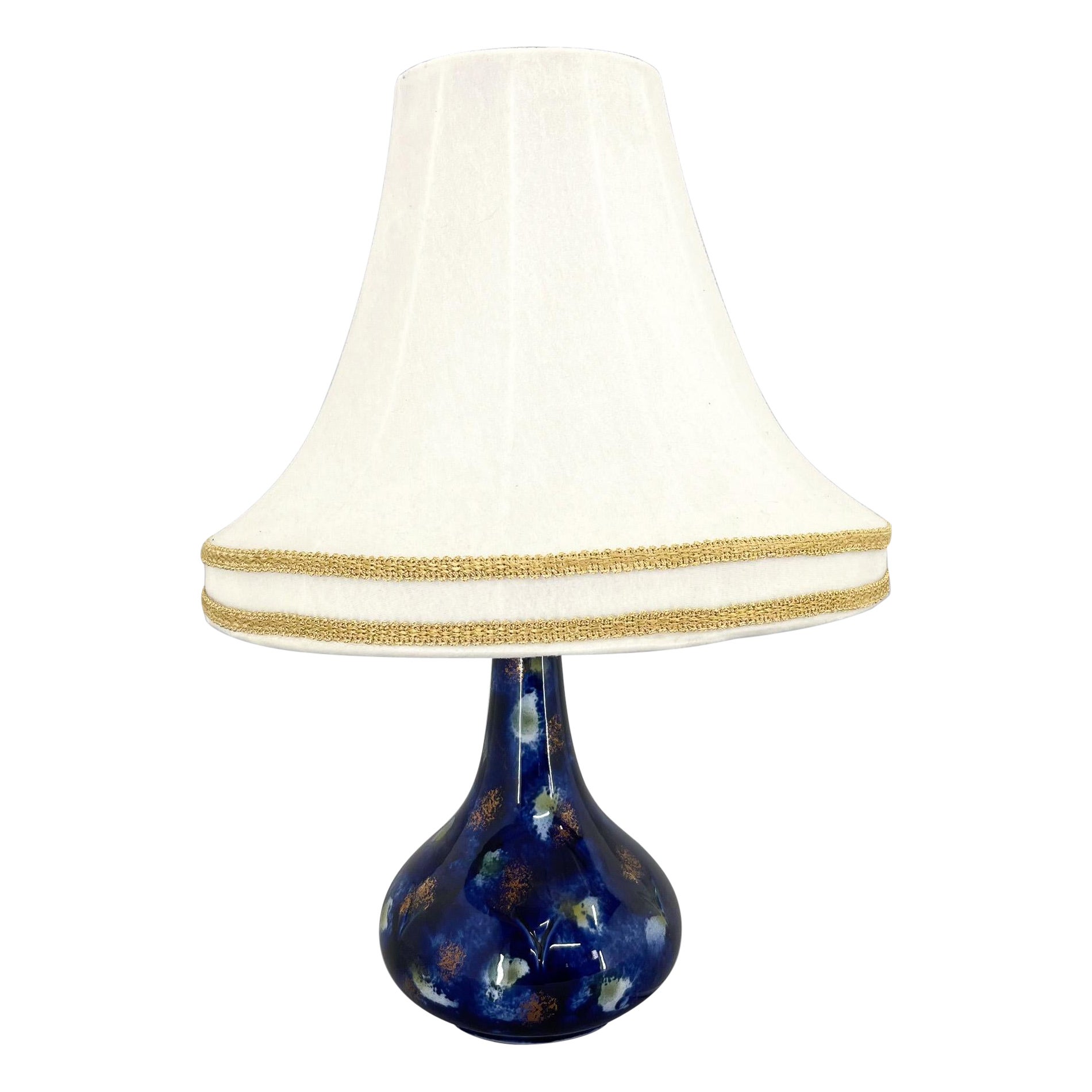 Mid-century Ceramic & Fabric Table Lamp, Czechoslovakia