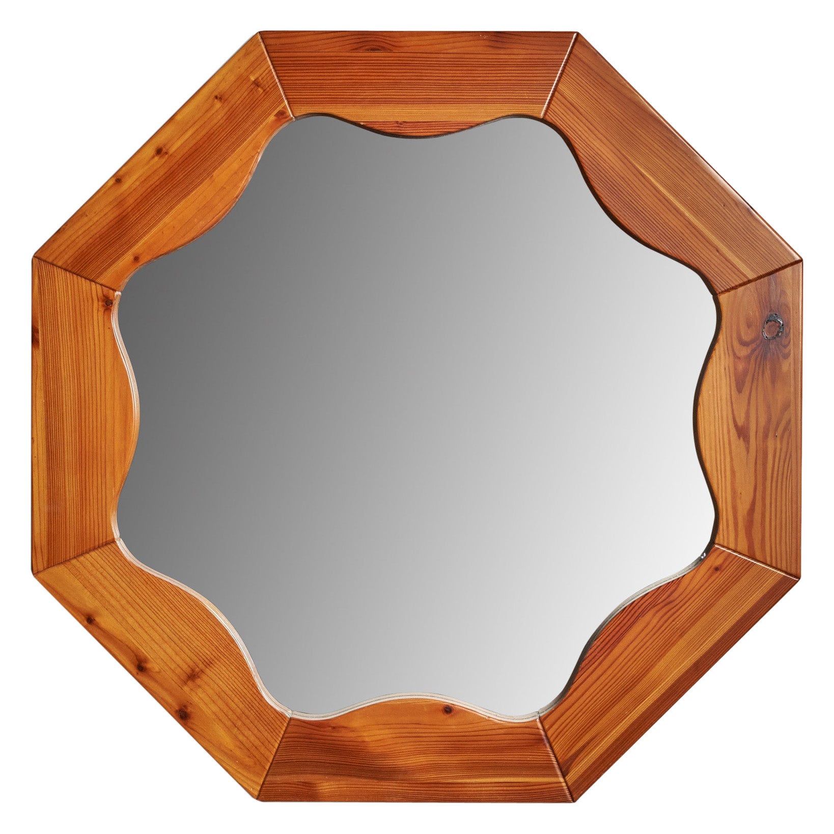 Swedish Designer, Sizeable Wall Mirror, Pine, Sweden, 1970s For Sale