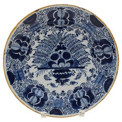 Used Circa 1780 Yellow Rimmed Delft Chop Plate