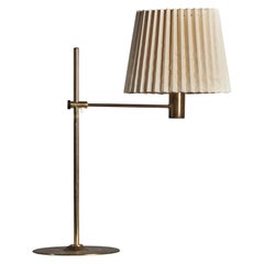 Hans-Agne Jakobsson, Table Lamp, Brass, Fabric, Sweden, 1970s