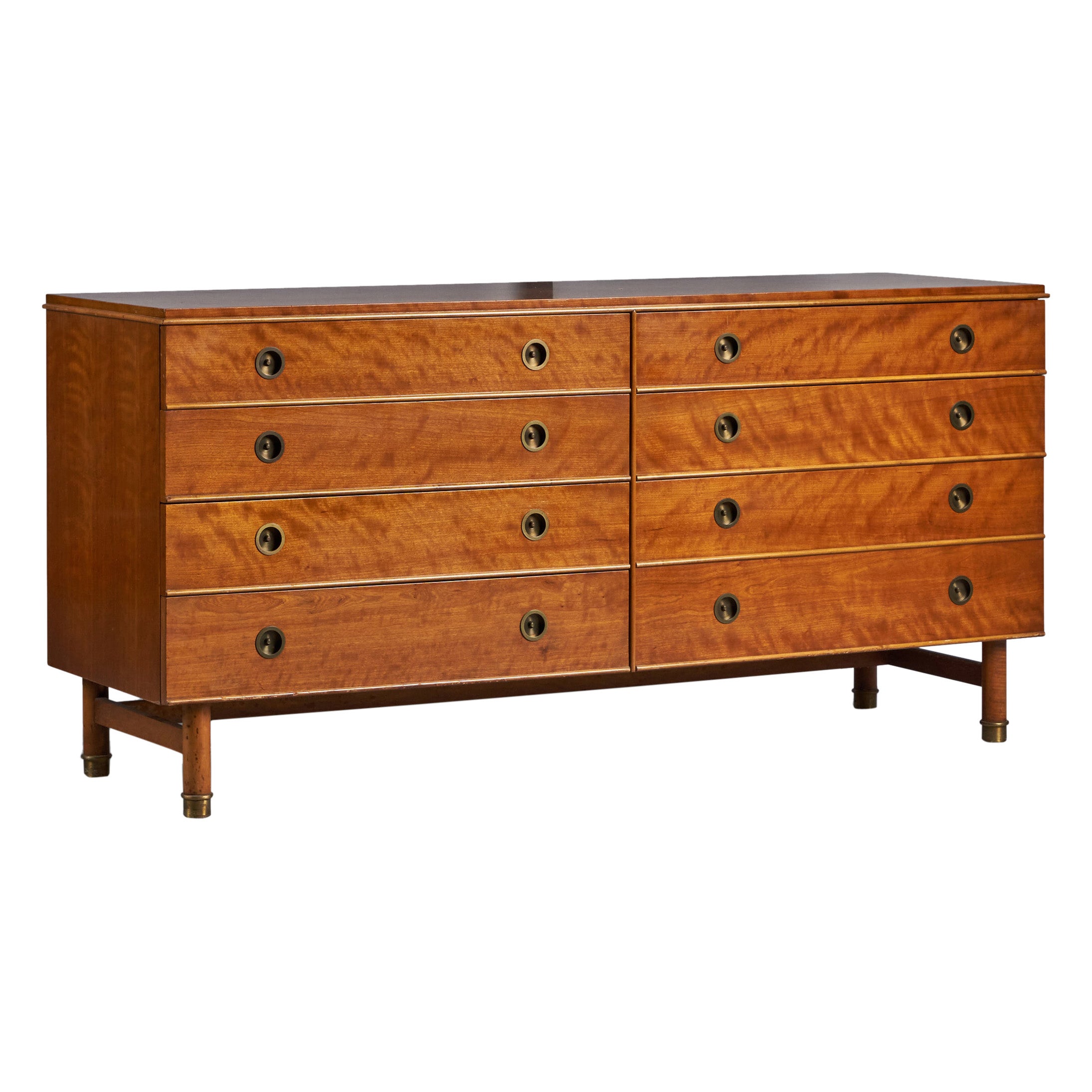 Renzo Rutili, commode, acajou, érable, laiton, États-Unis, années 1950