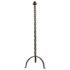Brutalist wrought iron chain floor lamp from 1960s, France