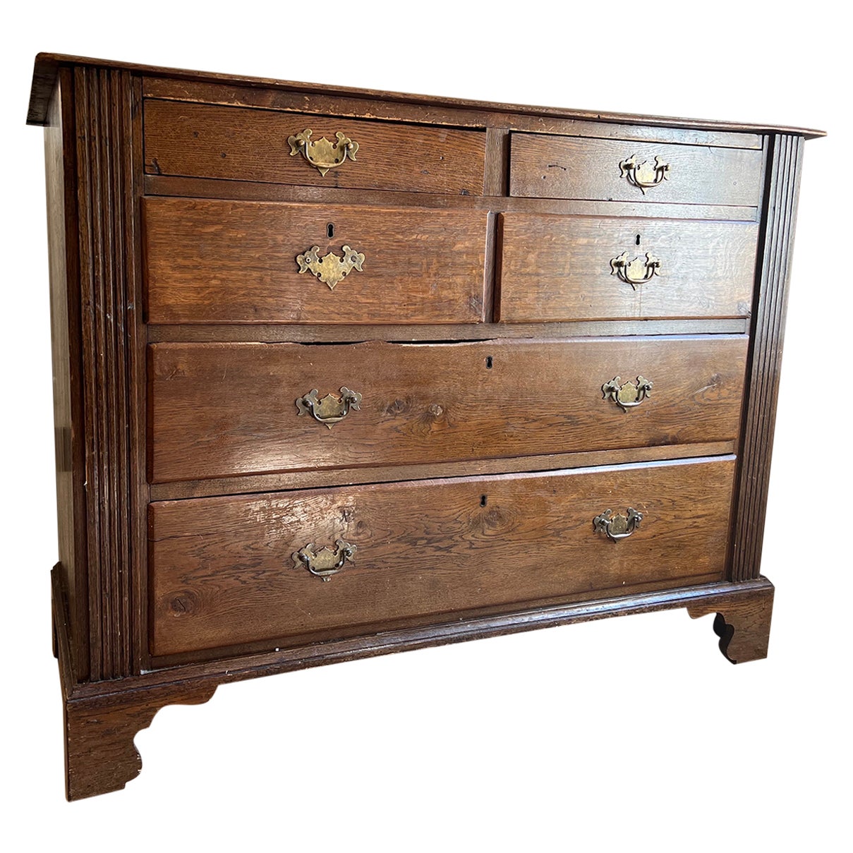 Antique French Oak Commode Chest of Drawers  - George III / Chippendale Style For Sale