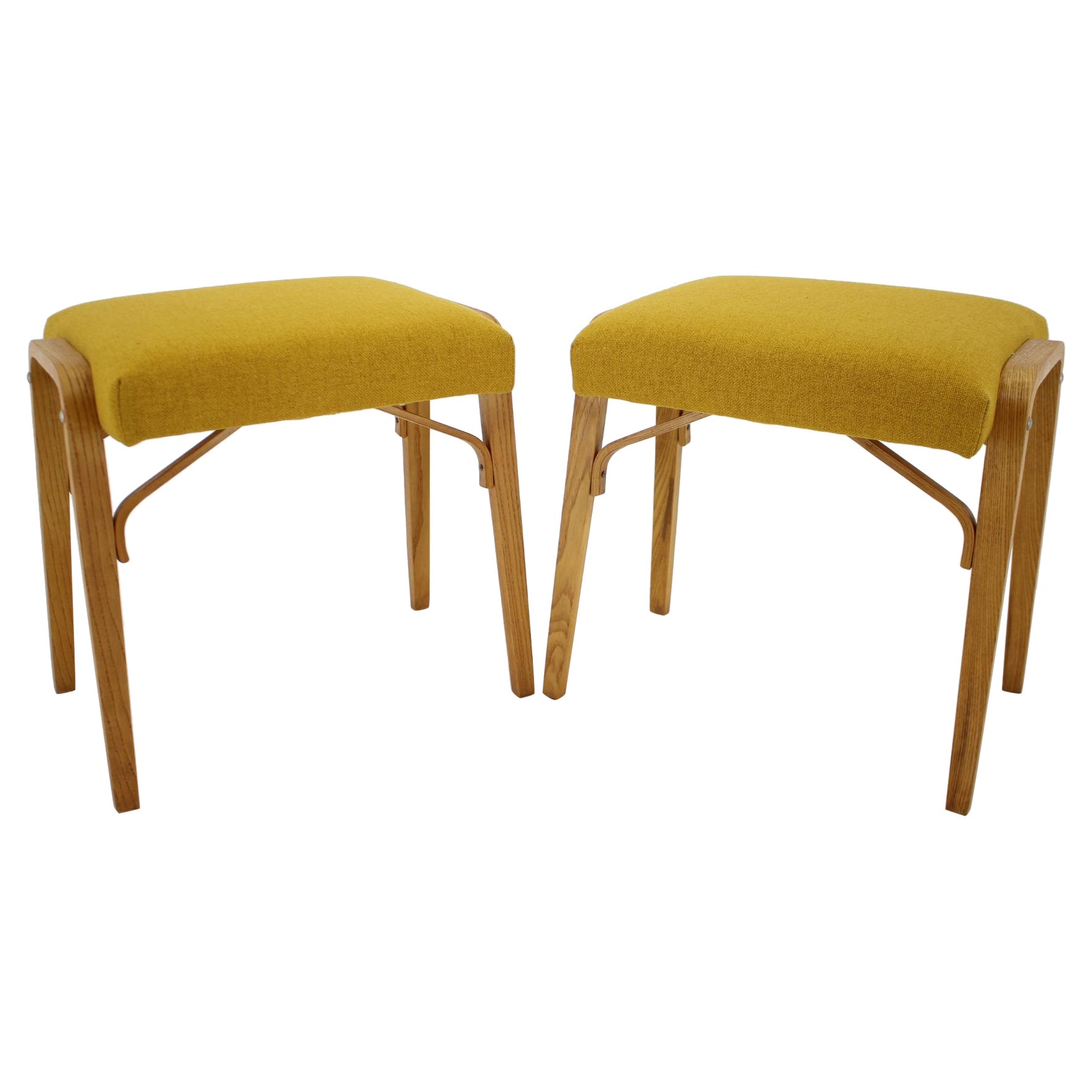 1960s Pair of Wooden Stools, Czechoslovakia For Sale