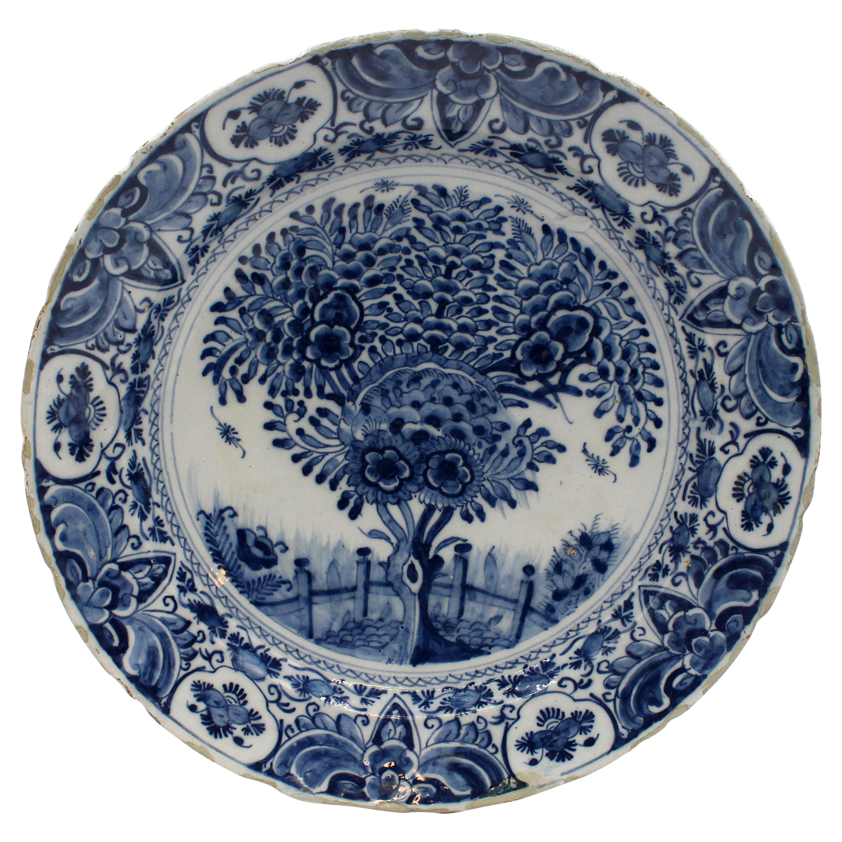 Late 18th Century Delft Deep Chop Plate