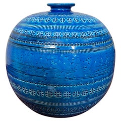 Mid-Century Bitossi Rimini Blue Pottery Vase by Aldo Londi, Italy, 1960s