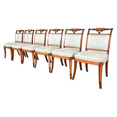 Kindel Furniture Regency Carved Mahogany and Satinwood Dining Chairs, Set of Six