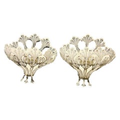 1960's Schoenbeck Rivendell Beaded Crystals White Sconces