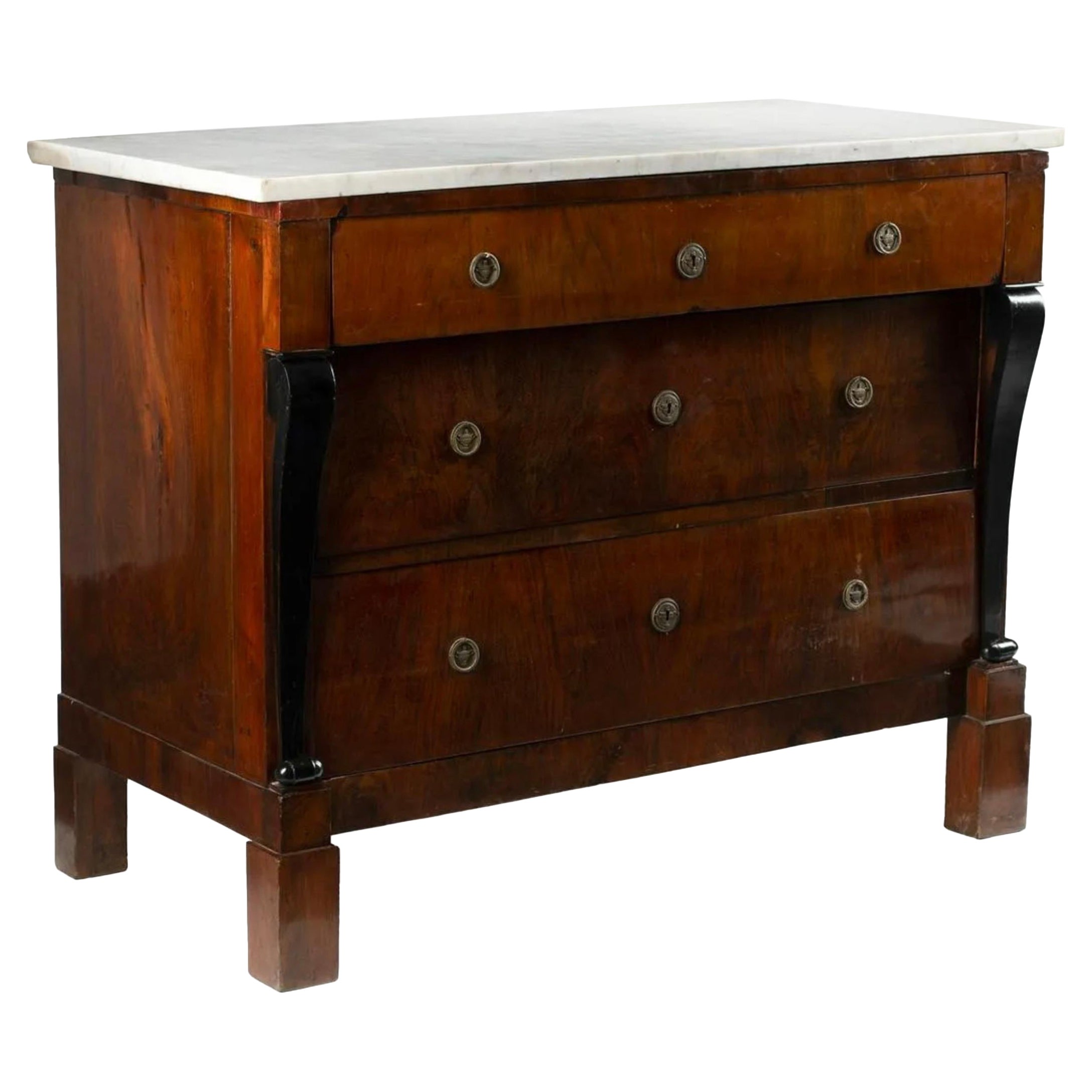 Commode Empire française en acajou ébénisé