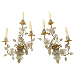 1930’s French Bagues Three lights Birds Sconces