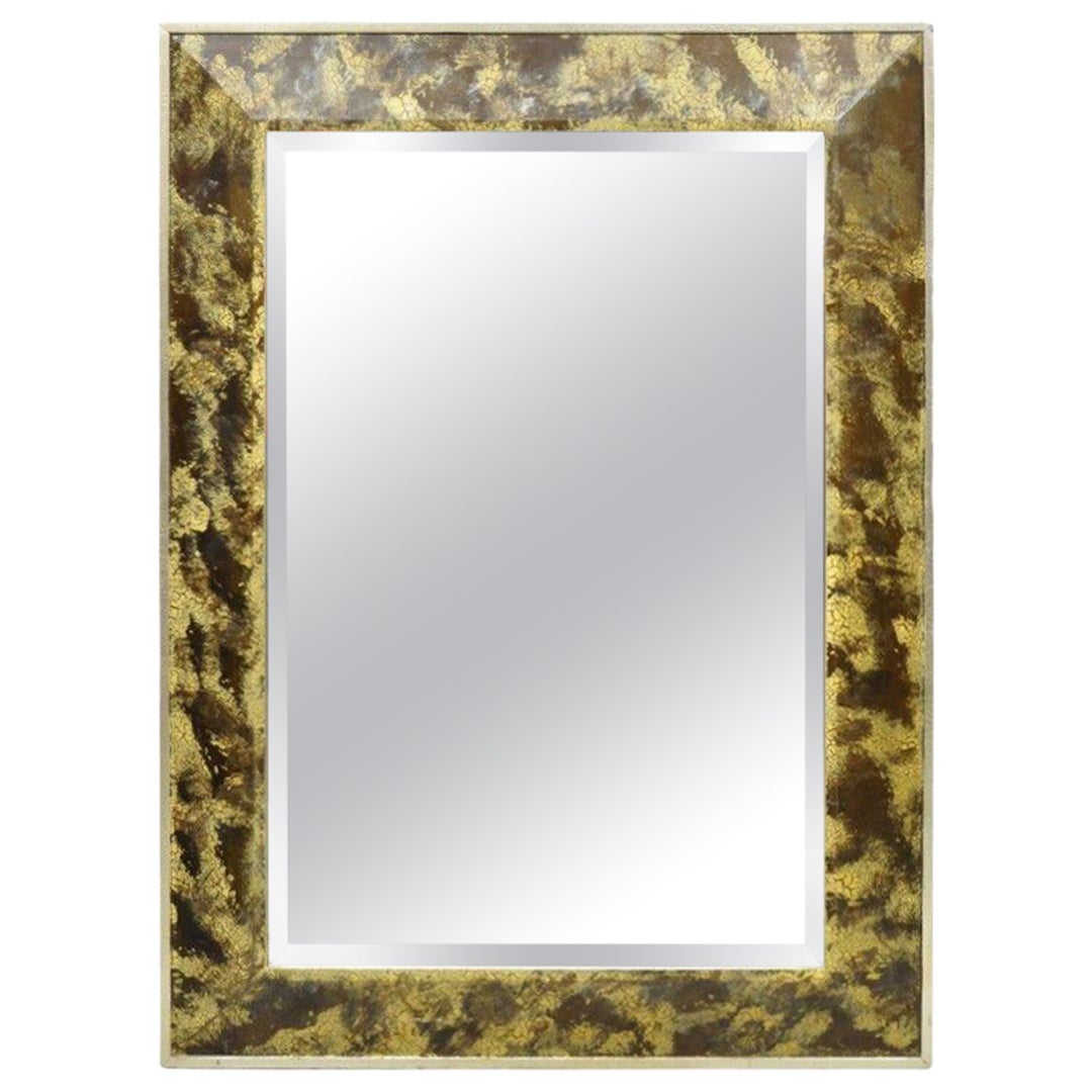 Dekorative Kunst Inc. Faux Tortoise Shell Painted Brown Gold Modern Wall Mirror im Angebot