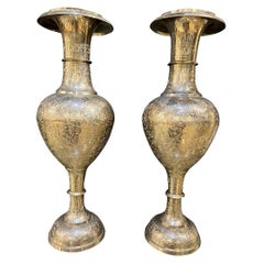 1940's French Engraved Silver Plated Table Lamps
