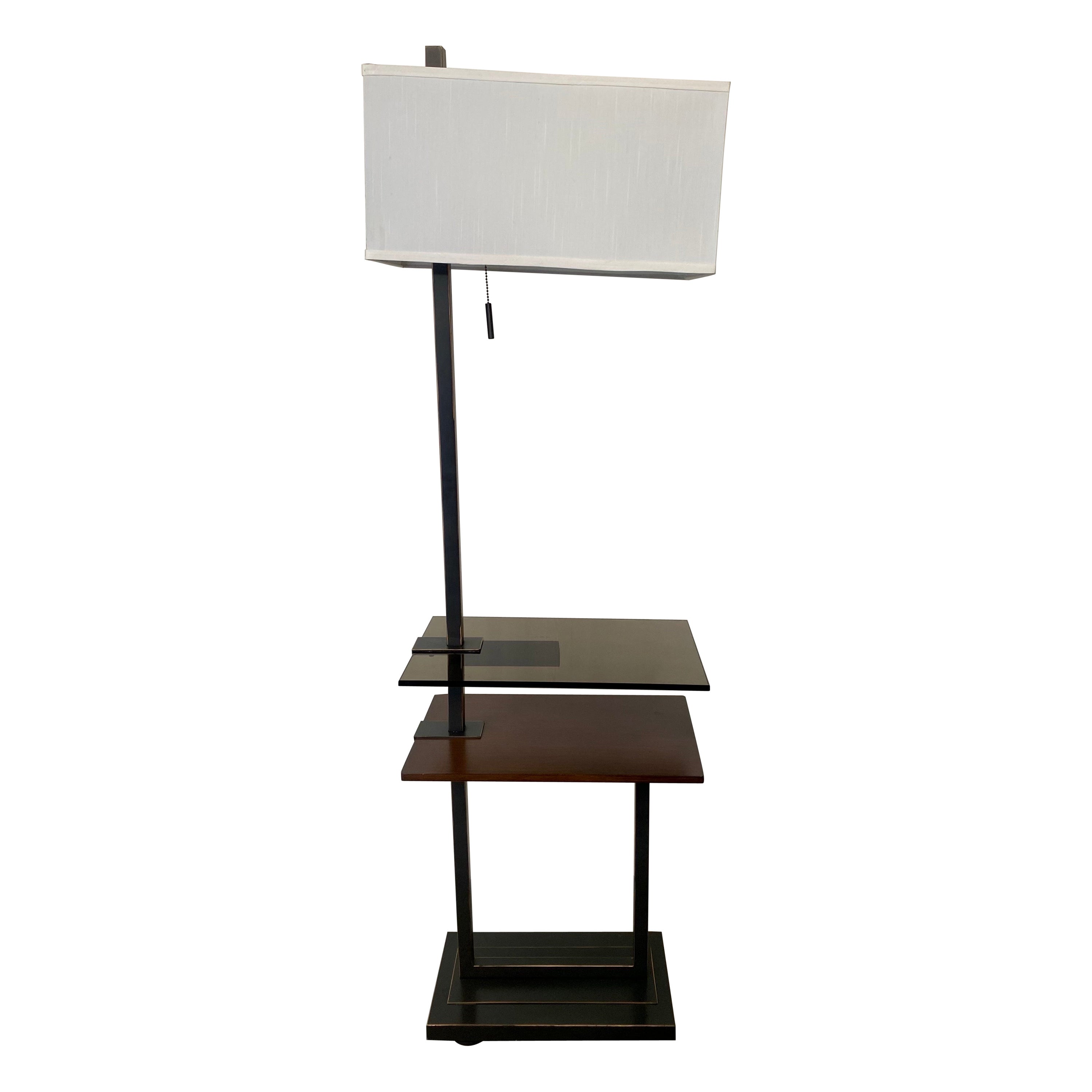 Mid- Century Modern Two-Tier Table Floor Lamp For Sale