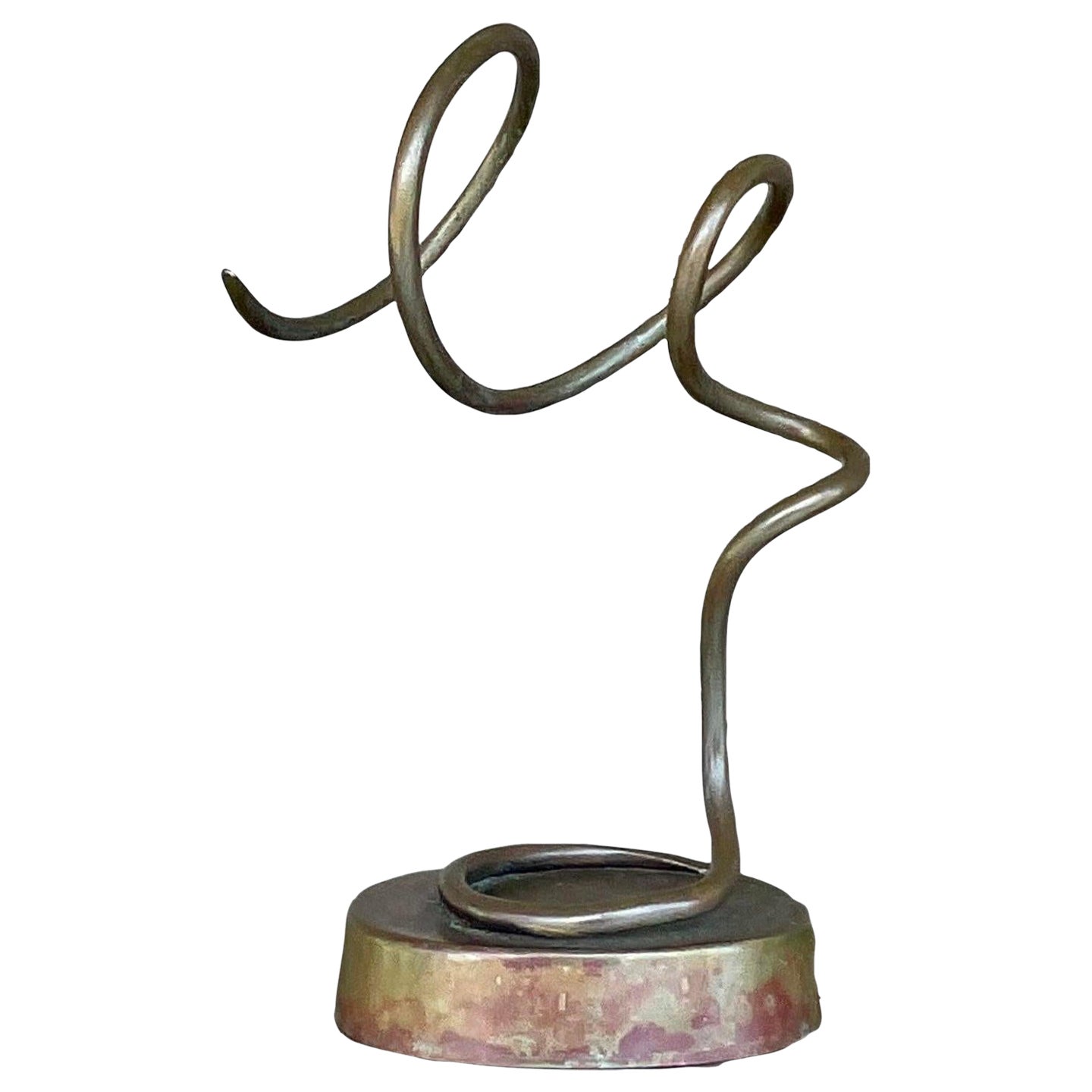 Vintage Boho Abstract Metal Sculpture For Sale