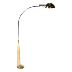 Mid-Century Modernist Floor Lamp in Chrome & Polished Brass by Cedric Hartman