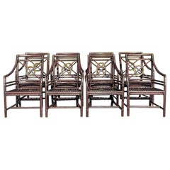 Vintage Coastal McGuire Target Back Dining Chairs - Set of 8