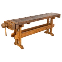 Rustic Console Table Carpenters Workbench, Denmark circa 1890