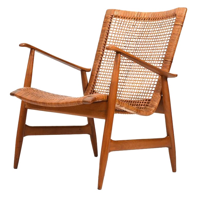 Ib Kofod-Larsen attr. Easychair with Cane early 1950s. For Sale