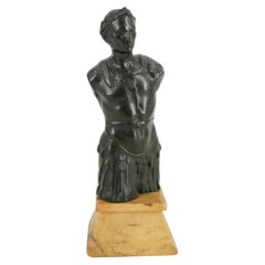 Antique Grand Tour Bronze and Alabaster Figurine Depicting Augustus Caesar