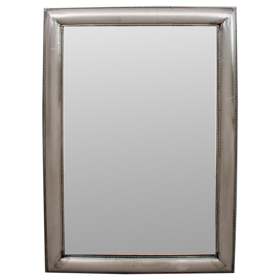 Art Deco Style Stamped Steel Framed Mirror For Sale