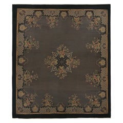 Antique Aubusson Flatweave in Gray with Floral Medallions, from Rug & Kilim