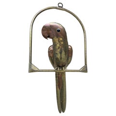 Vintage 1970's Sergio Bustamante Style Brass and Copper Parrot