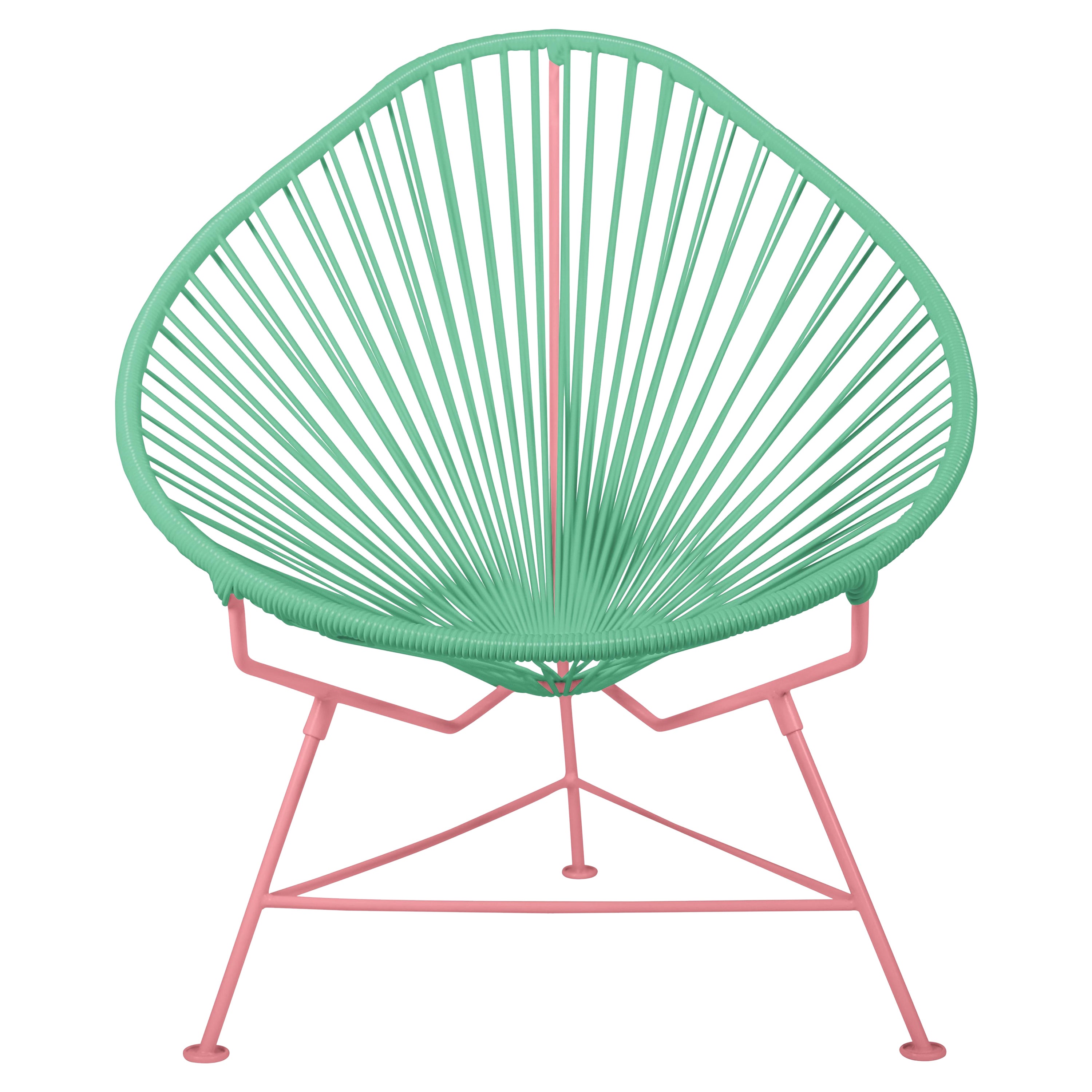 Innit Designs fauteuil Acapulco tissé couleur menthe sur cadre corail