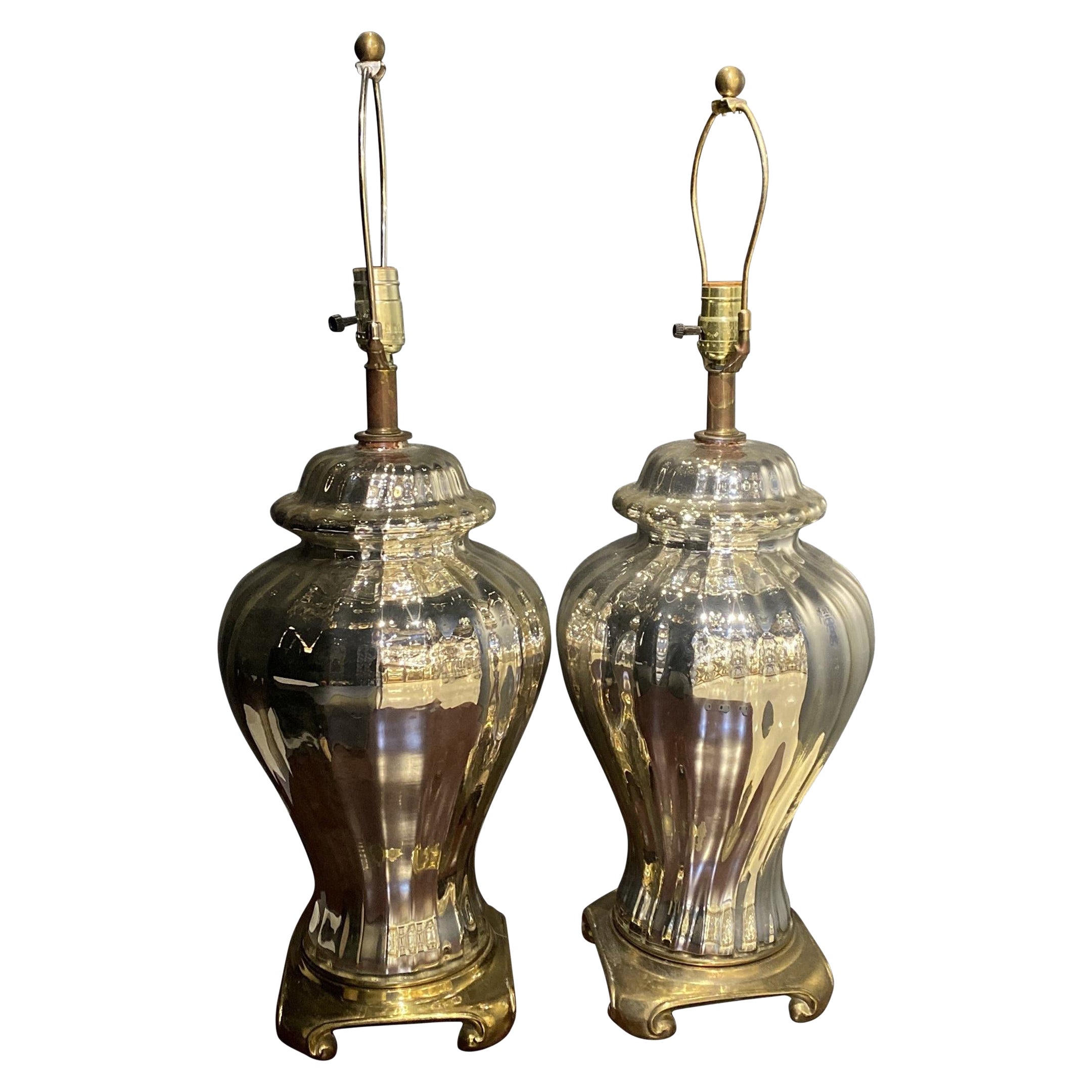 1930s Mercury Glass Table Lamps 
