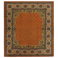 Tapis Arts & Crafts Donegal ancien orange à motifs floraux