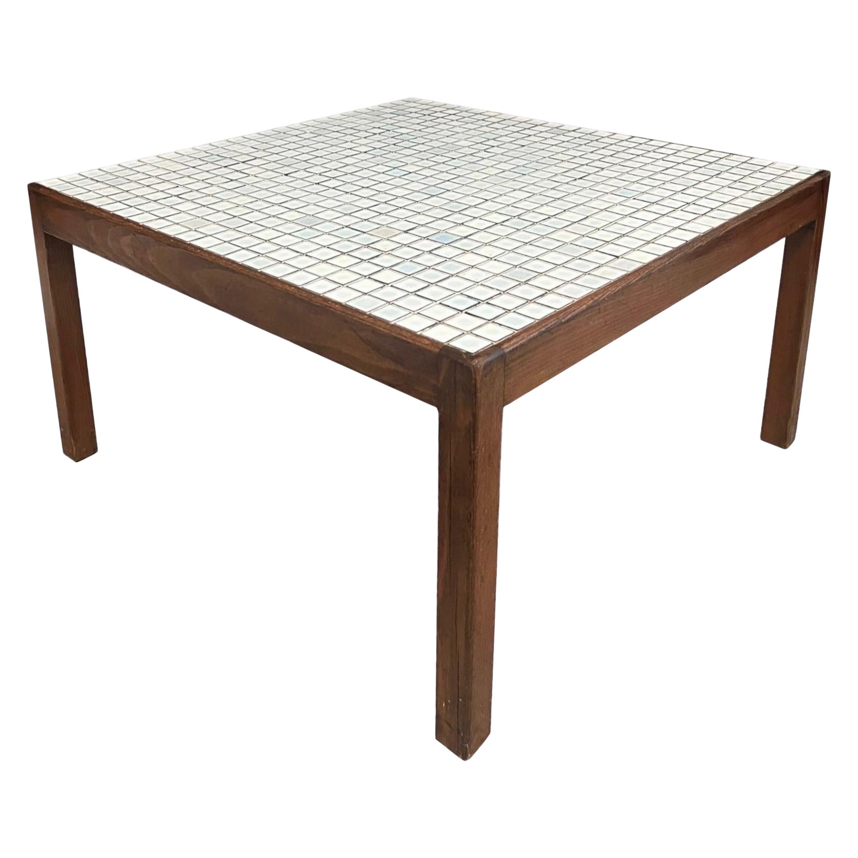 Vintage Mid Century Modern Walnut Table With Tile Top For Sale