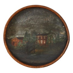 Used House Landscape on Oil Cloth