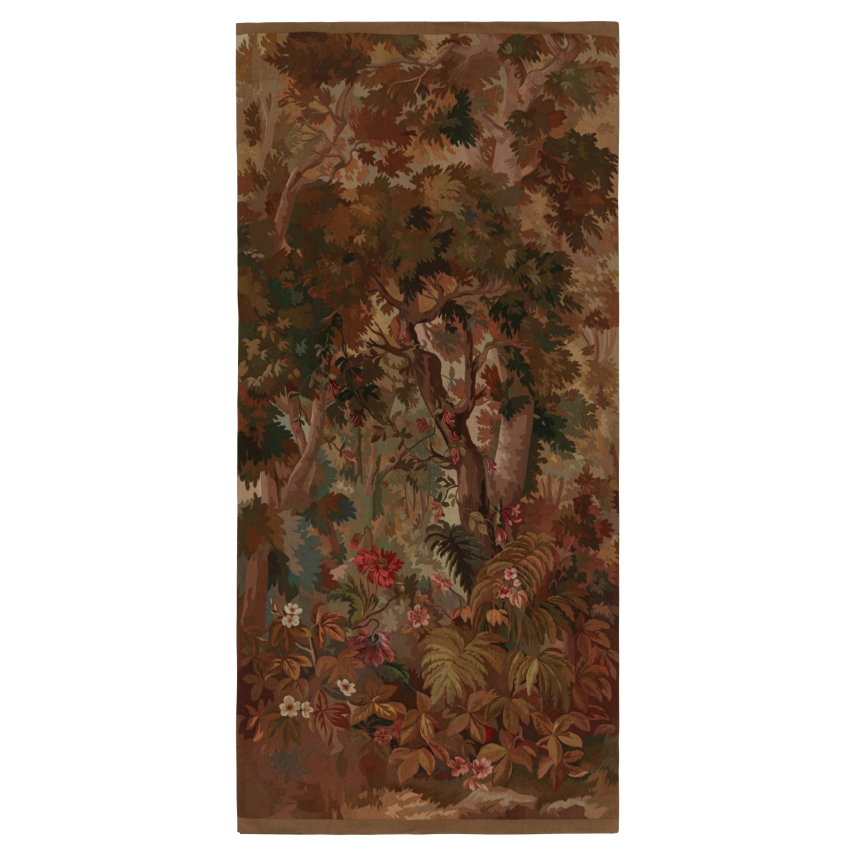 Rug & Kilims Flachgewebeteppich im Aubusson-Stil in Brown mit reichem Blumenmuster