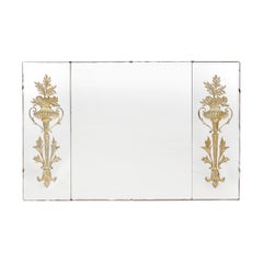 Miroir à 3 panneaux Hollywood Regency avec motifs floraux néoclassiques de Kantharos