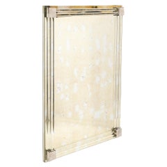 Used Modernist Antiqued Mirror With Glass Rods & Rectilinear Nickel Fittings