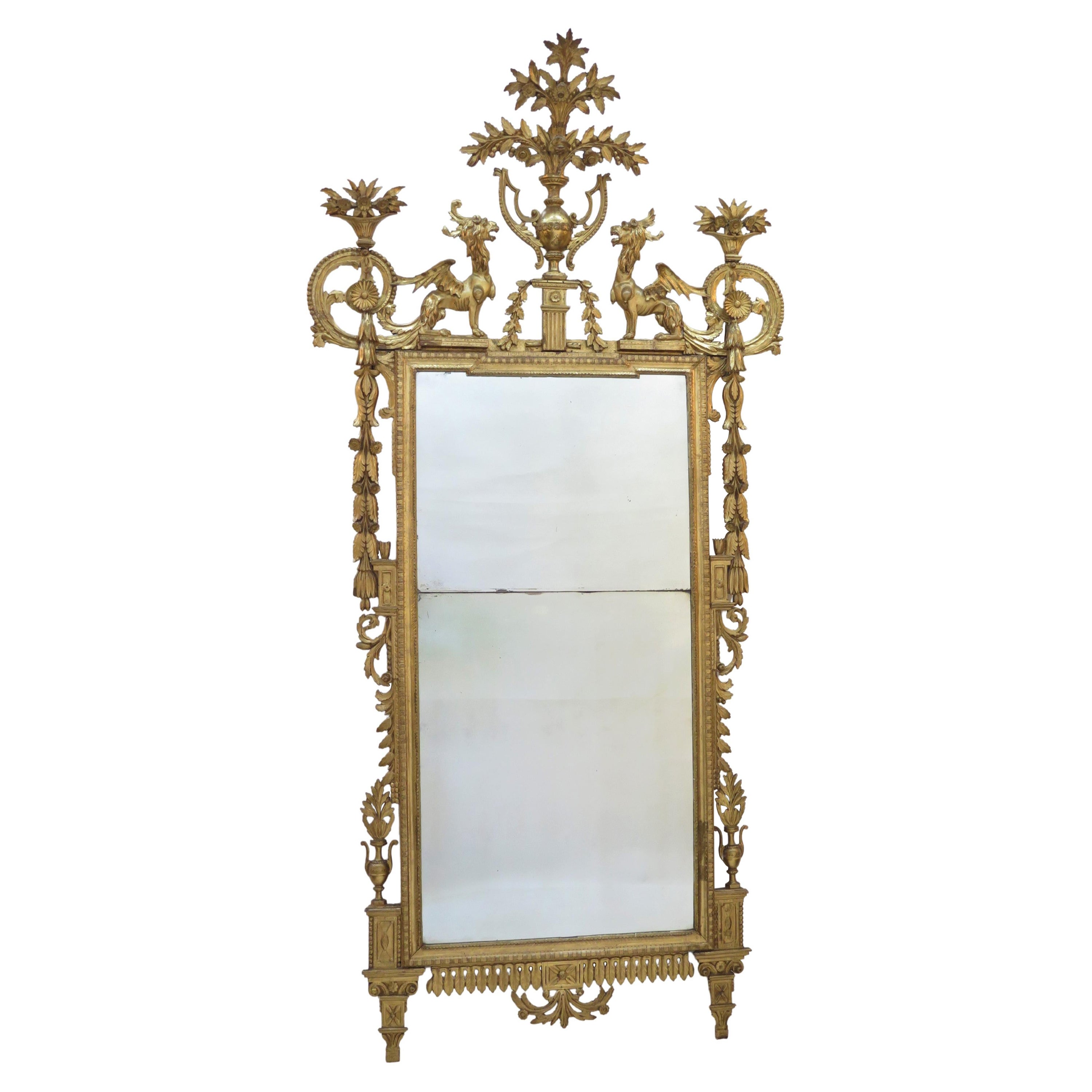 18th Century Italian (Tuscan) Neoclassical Giltwood Pier Glass For Sale