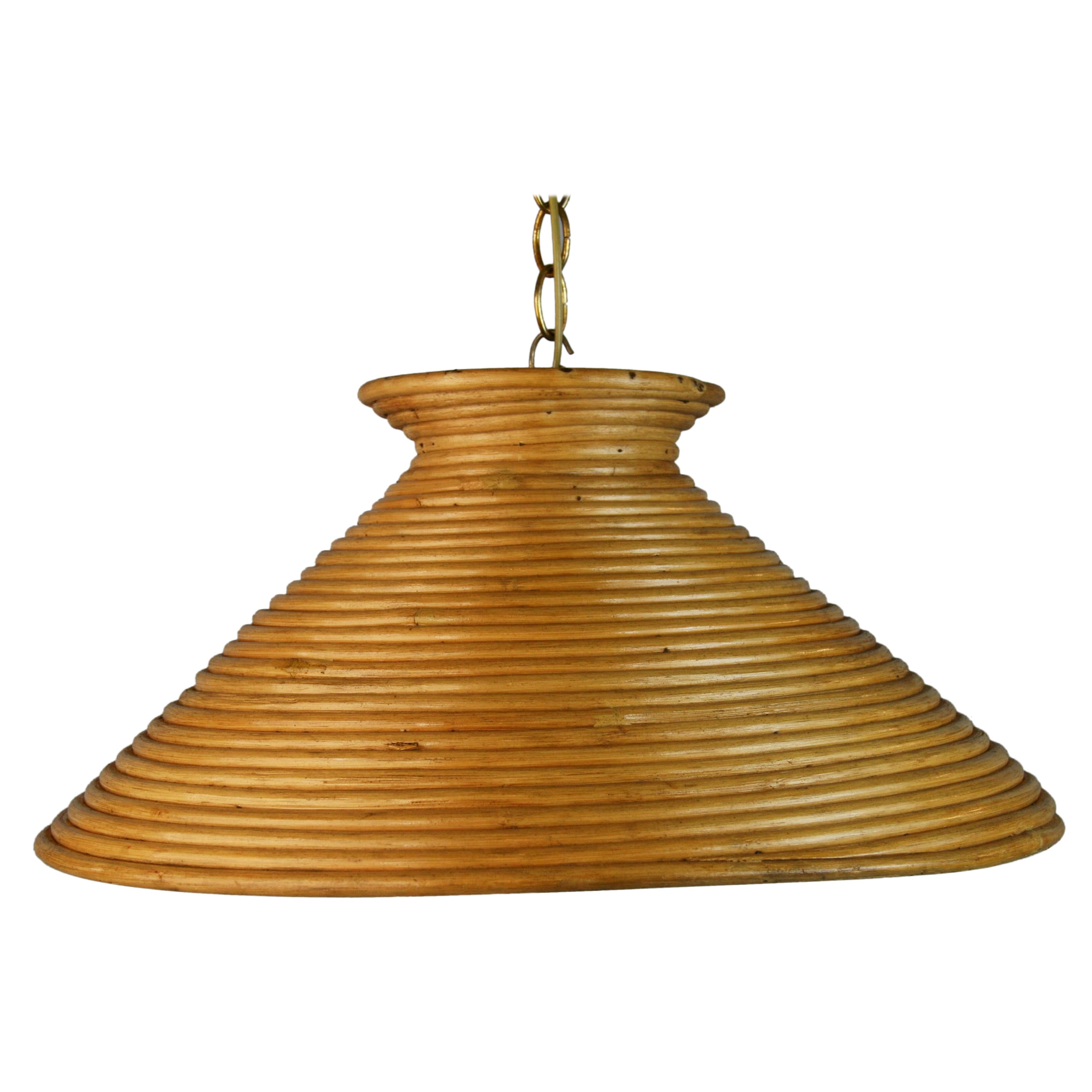 French  Rapped Reed Cone Shaped Pendant 1960's For Sale