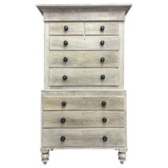 19th Century Bleached English Victorian Chest on chest 