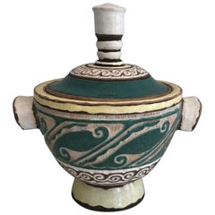 Pot à couvercle en céramique signé Paul Dordet (1896-1996). Travail français. Circa 1970