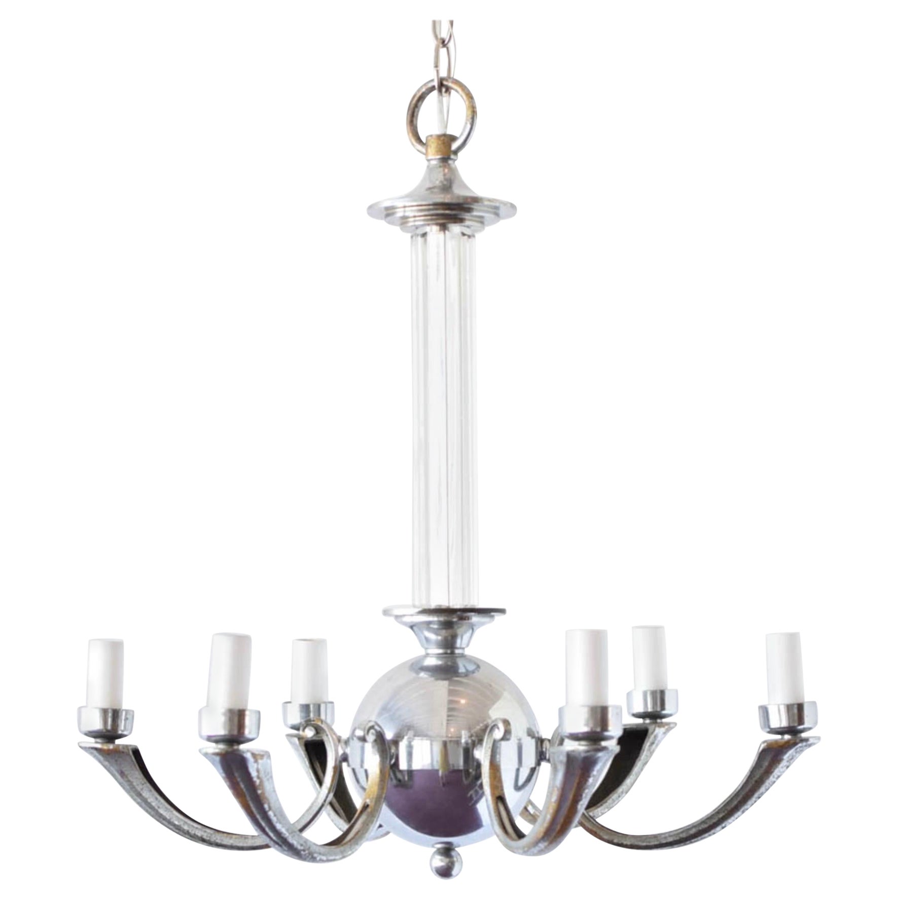 Art Deco Nickel Chandelier