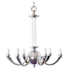 Antique Art Deco Nickel Chandelier