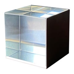 Cadre cubique en lucite et acier inoxydable dans le style de Bob Cornell, 20e siècle