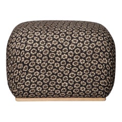 Pouf NYALA - THANDA TORTOISE LINEN SILVER