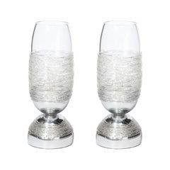 Modernist Hand-Blown Murano Glass Uplights in Mercury Glass w/ Textured Details