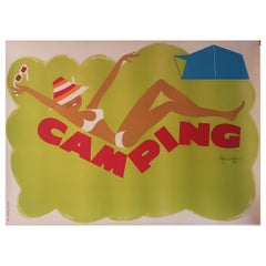 Original Retro French 1960's Poster, 'Camping' by G. Nicolitch