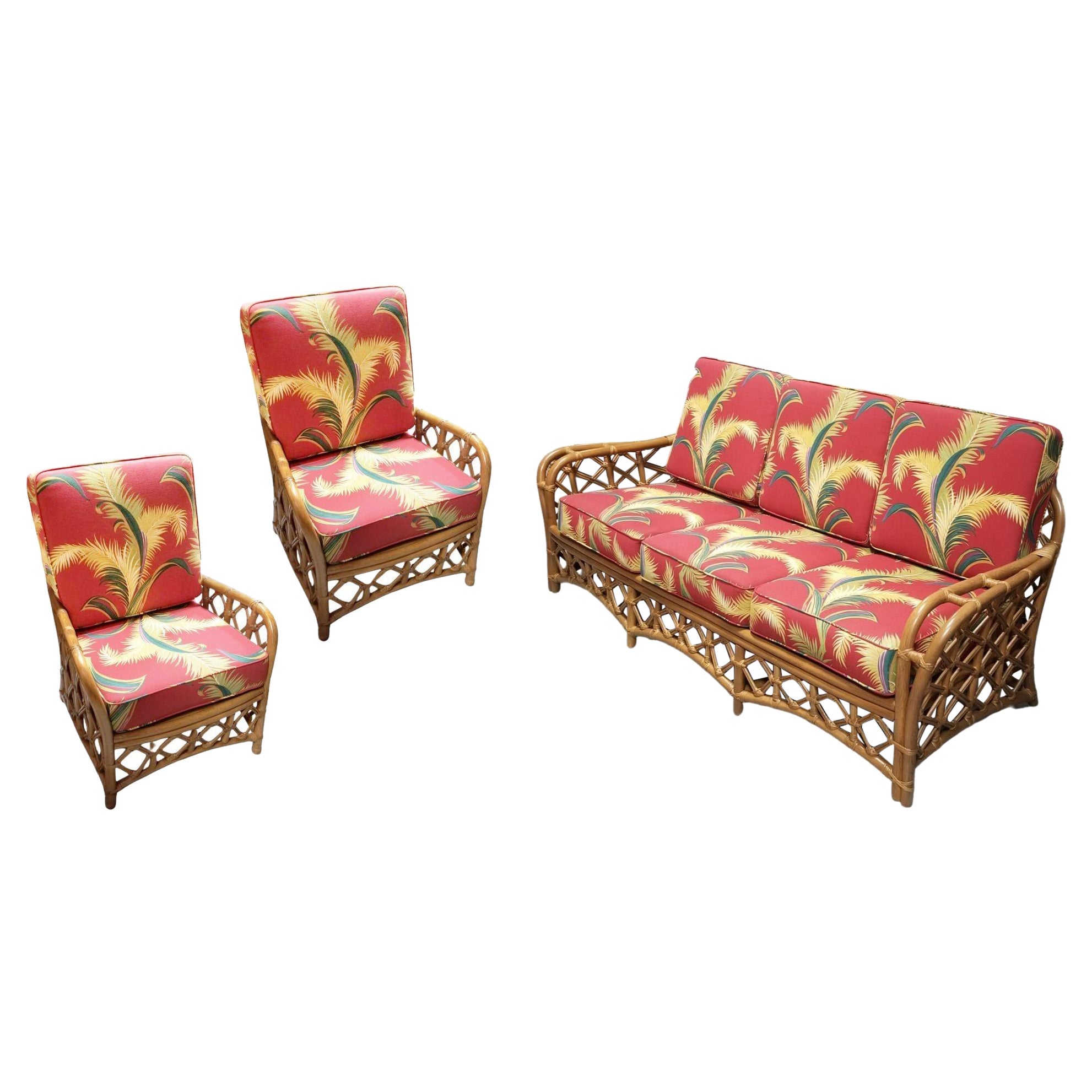 Restored 5Strand Square Pretzel Sofa and Lounge Chair Livingroom Set