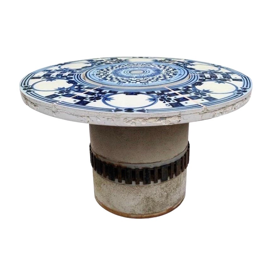 1968 Bjørn Wiinblad for Rosenthal Hibachi Grill Table With Hand-Painted Tile Top